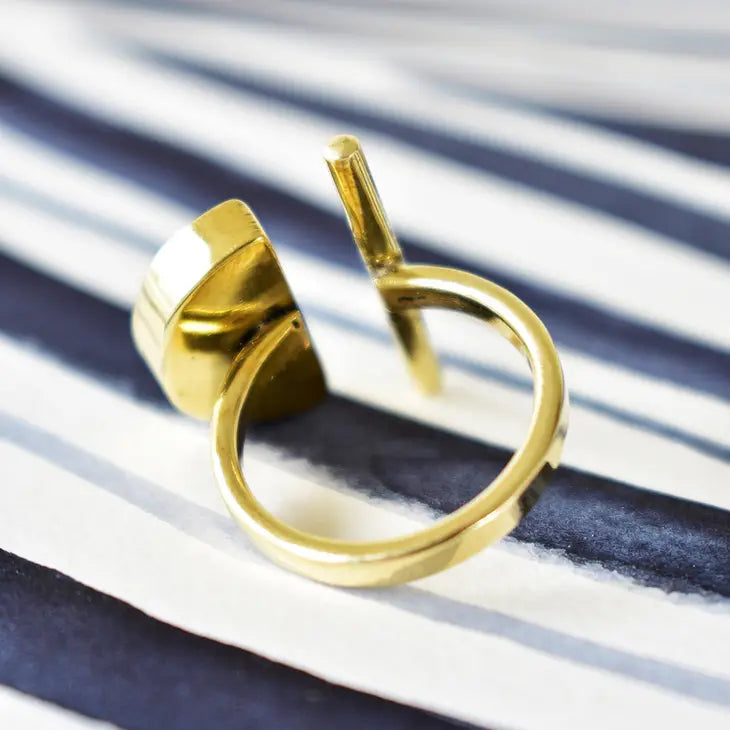Kenyan Sunset Horizon Ring in Brass and Dark Cow Horn