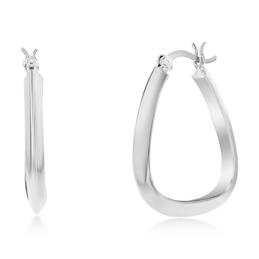Classic of NY | Sterling Silver 27mm Triangle-Shaped Hoop Earrings