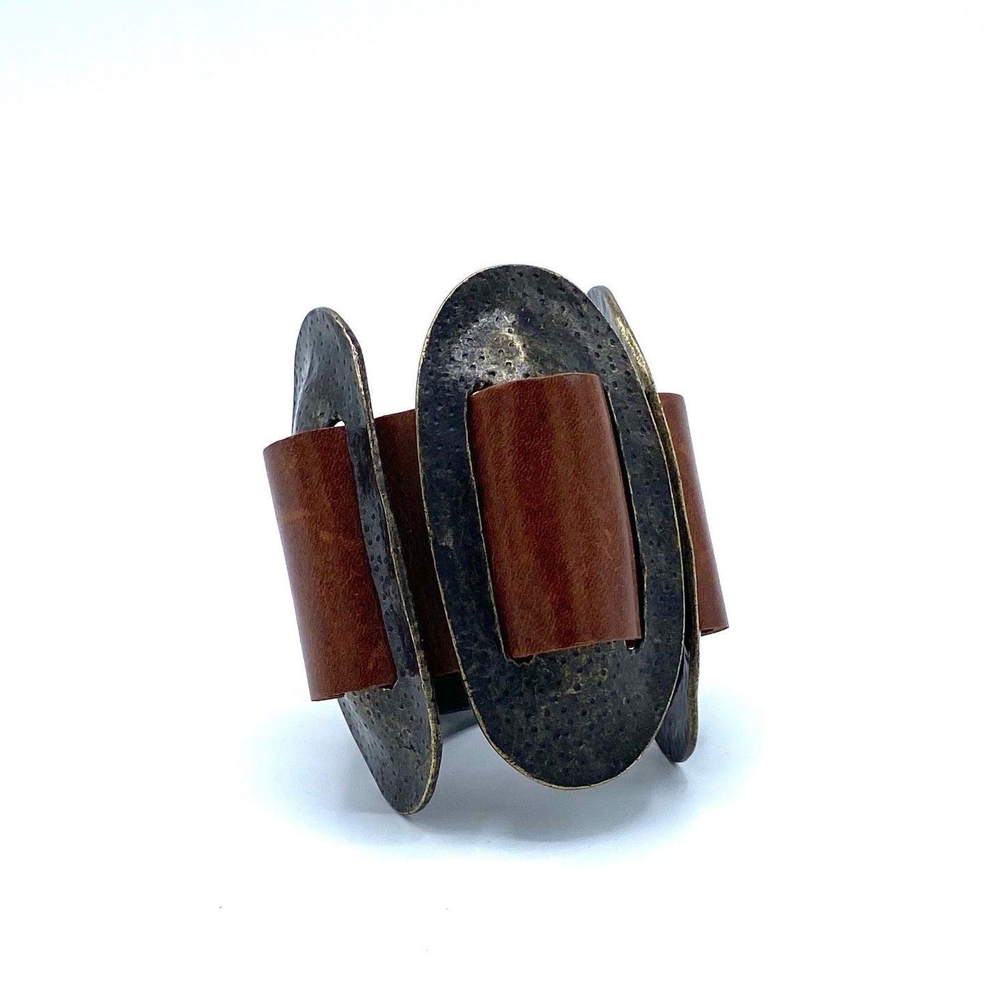 Rebel | Triple Oval Brass Leather Bracelet