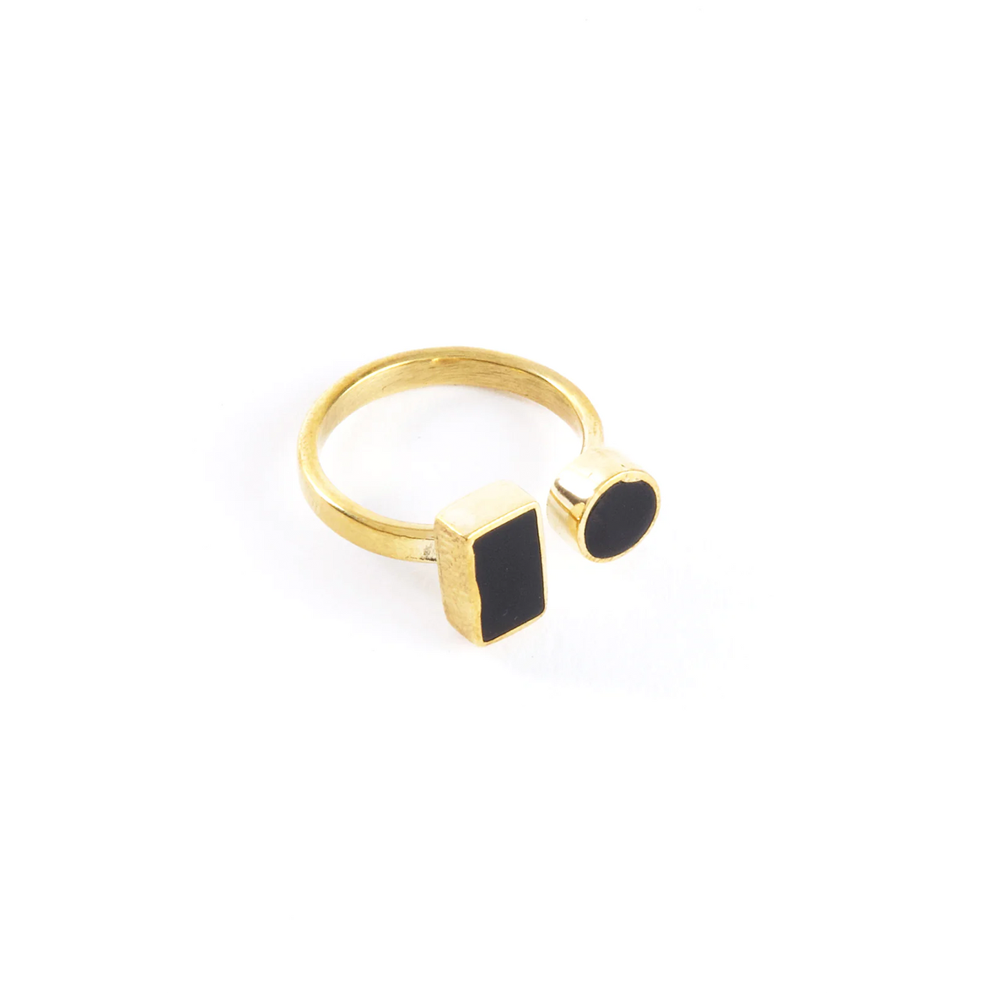 Kenyan Coexistence Ring in Brass and Dark Cow Horn