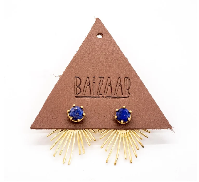 Baizaar | Starburst Ear Jacket w/ Faceted Lapis