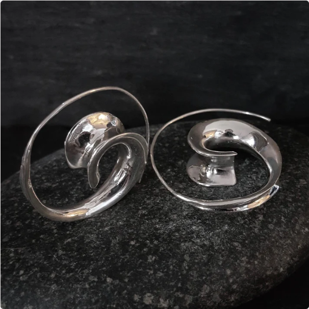 Baizaar |  Sterling Silver Blossoming Spiral Earrings