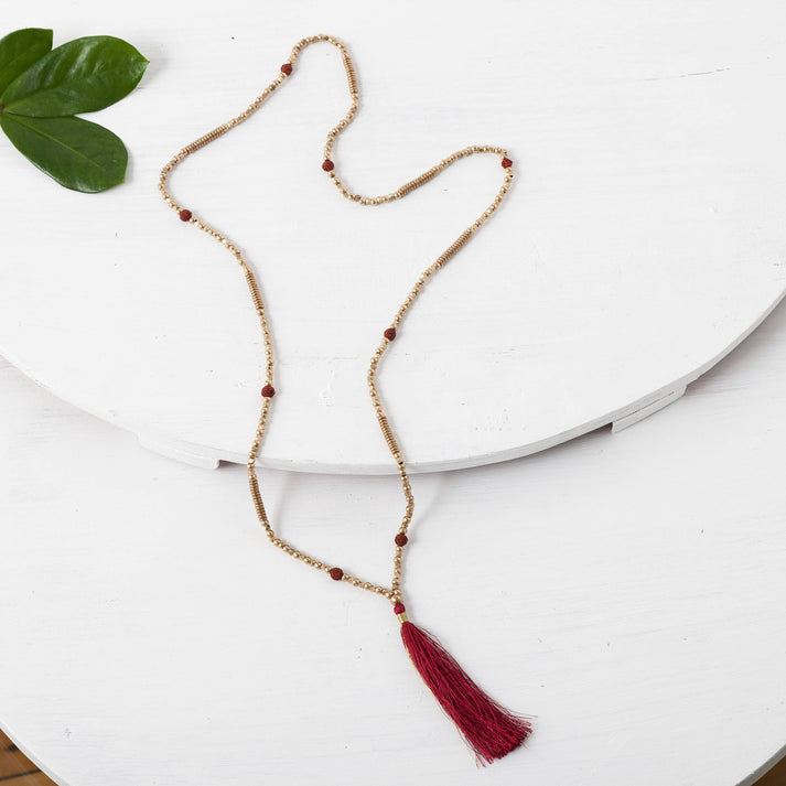 Baizaar | Brass Rudraksha Tassel Necklace