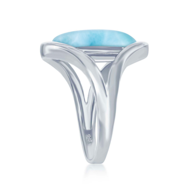 Sterling Silver Oval Larimar Ring