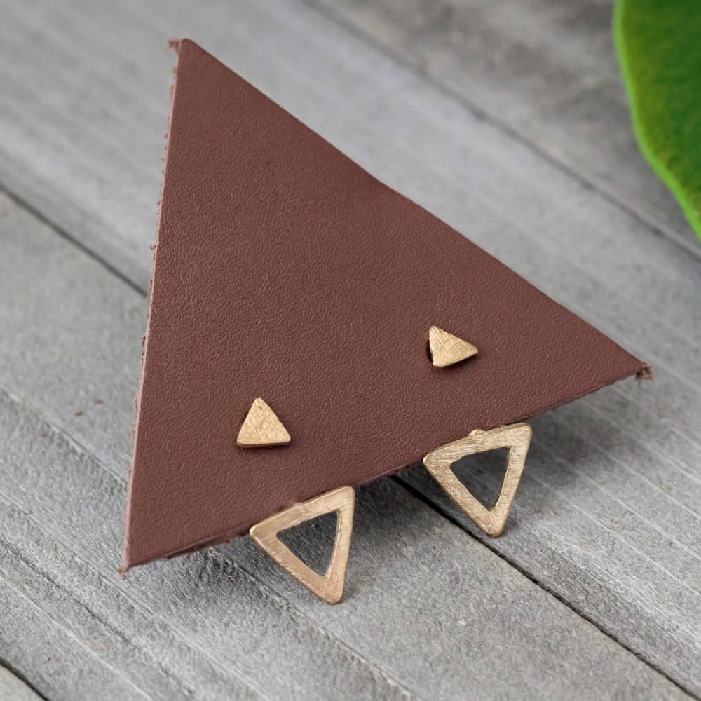 EJ005B Brass Peek a Boo Triangle Design Ear Jacket