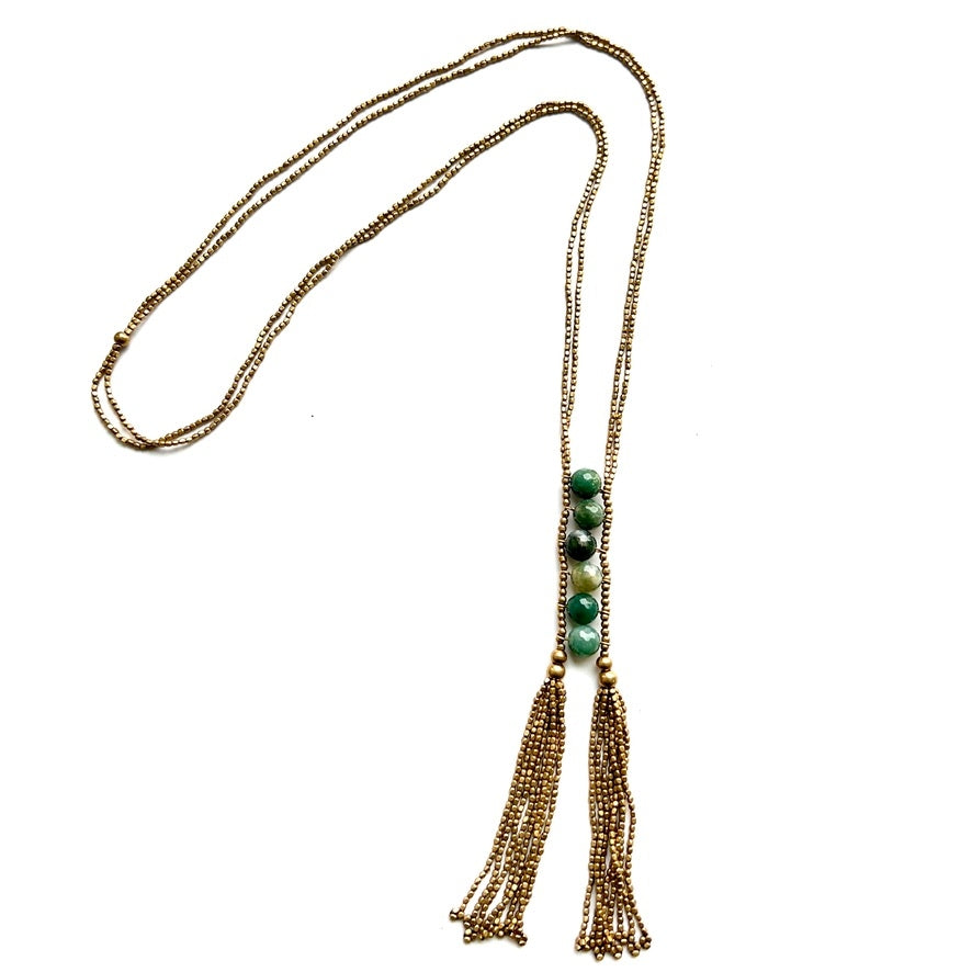 Stone Tassel Necklace - BBN109