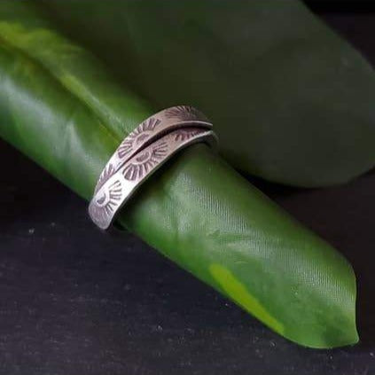 HTSR032| Hill Tribe Silver Sun Ray Band Ring