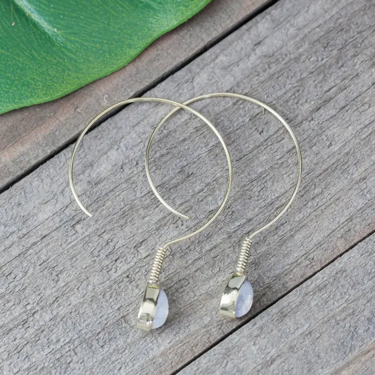 Baizaar | Brass Curled Stone Earring