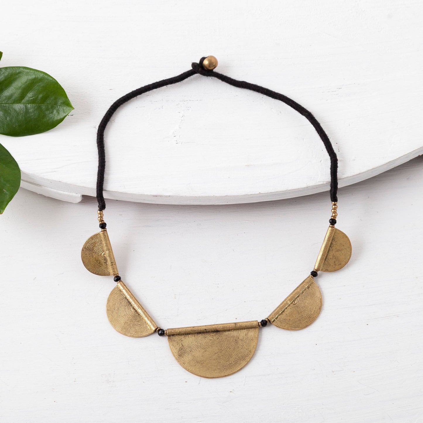 BBN041 Brass Half Moons Necklace