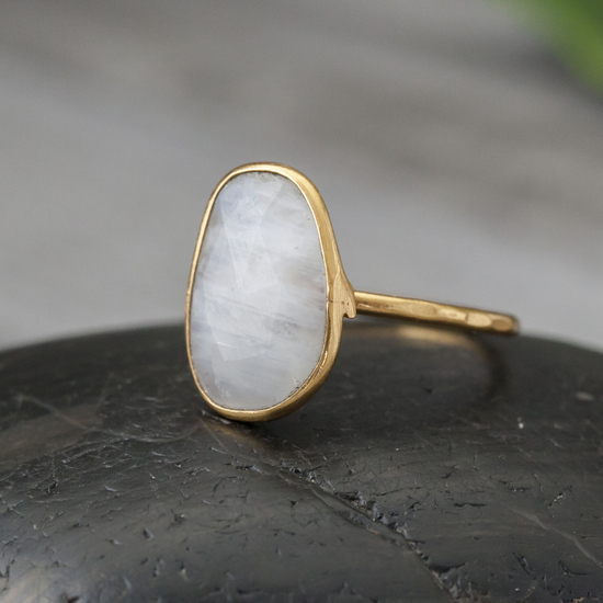 22K Gold Plated Faceted Stone Ring