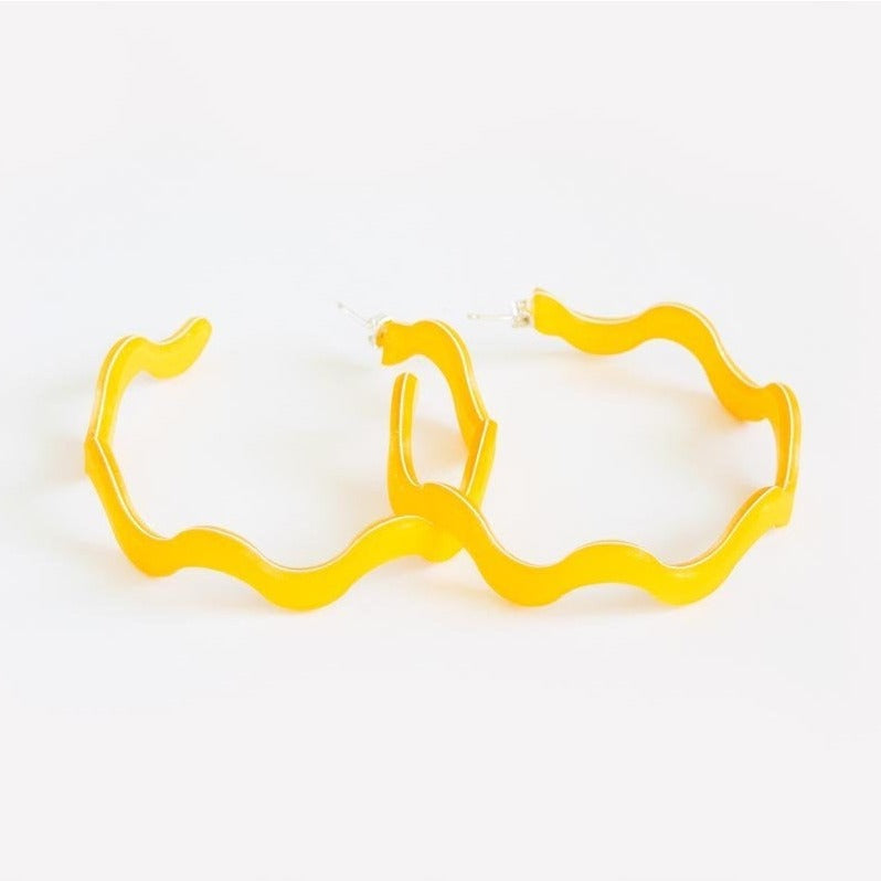 Ecoresin Squiggle Hoop Earrings Large - Mellow