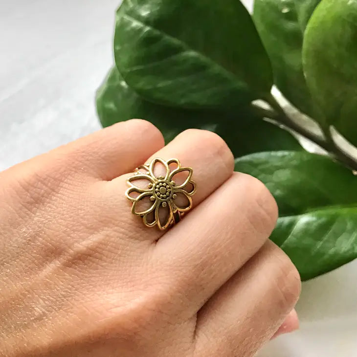 BR134 | Brass Floral Mandala Ring