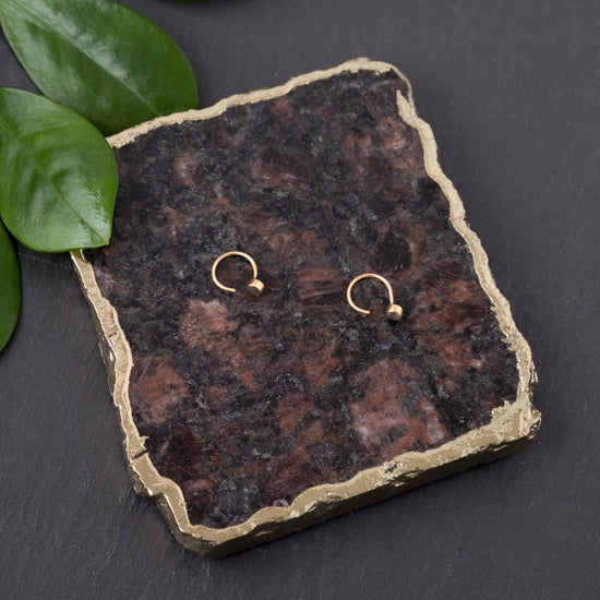 SGPE005G-LB| Small Gold Plated Stud/Hoop Earring w Labradorite