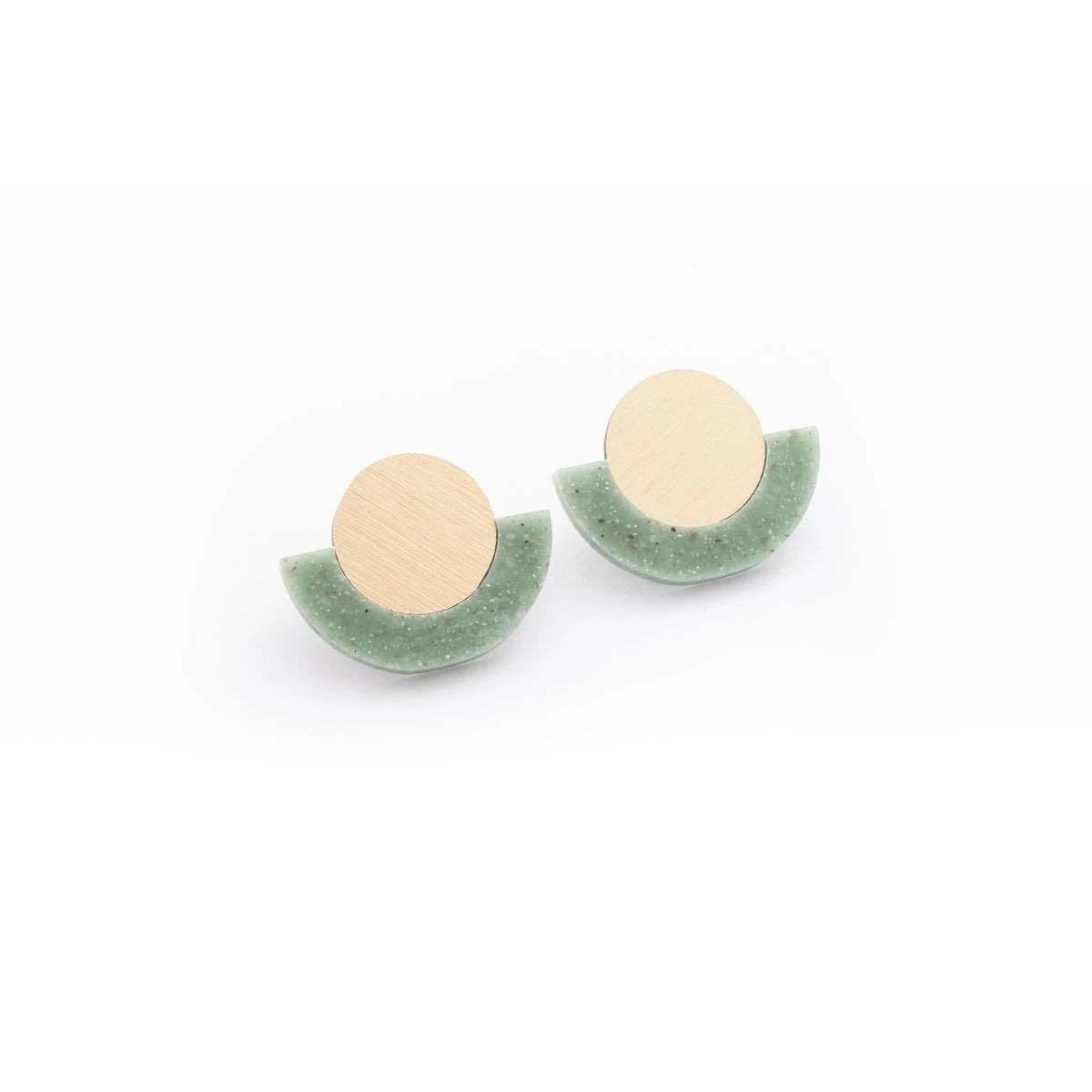 Corian Arc Circle Earrings -Jade