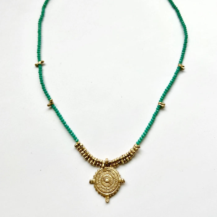BBN113-TQ| Beaded Amulet Necklace
