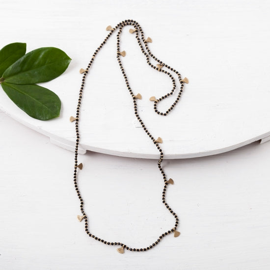 BBN071| Beaded Fan Necklace - Black