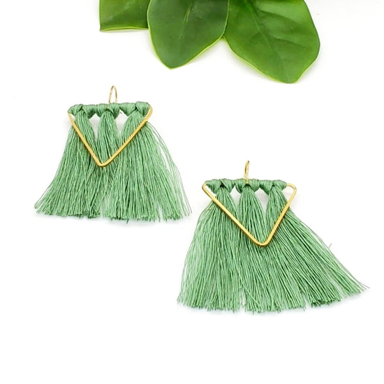 BSE058| Triangle Fringe Earrings