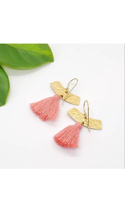 BSE052 Brass Sliver Fringe Earrings