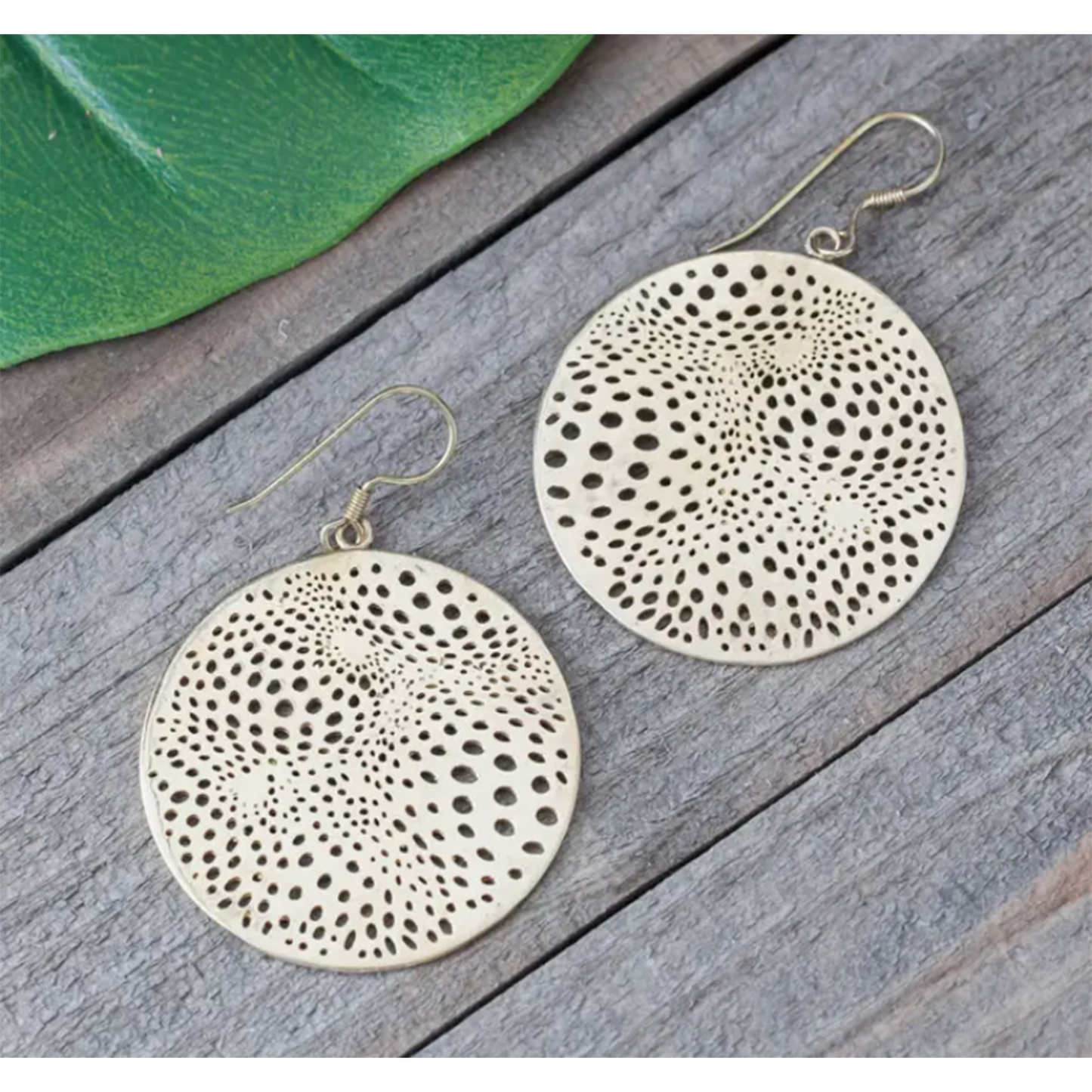 Baizaar | Brass Moon Rock Earrings
