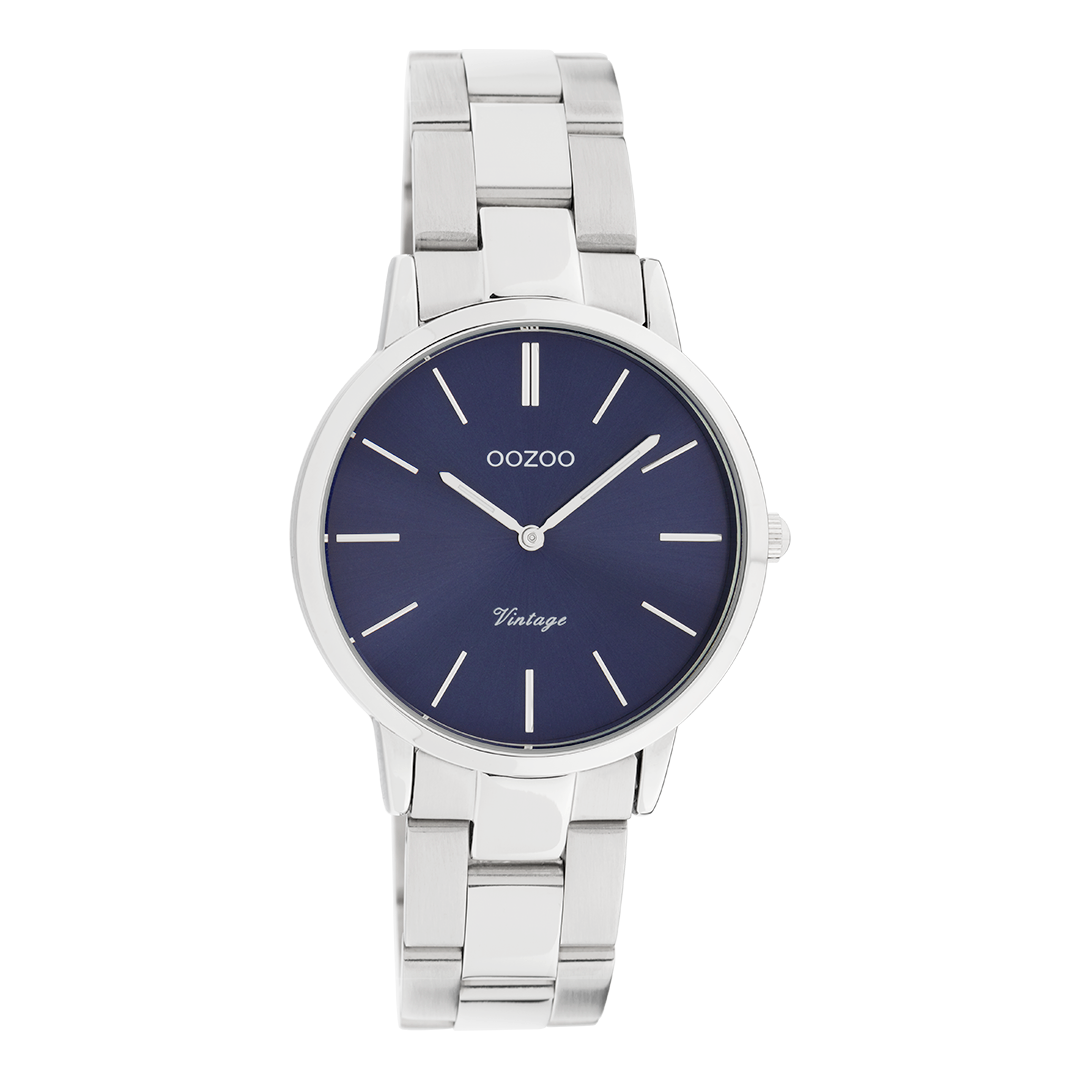OOZOO | Silver / Blue Stainless Steel Watch