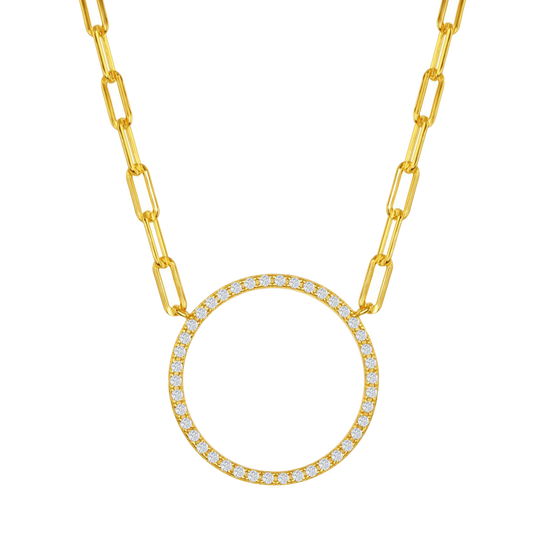 Classic Of NY | CZ Circle of Life Paperclip Necklace
