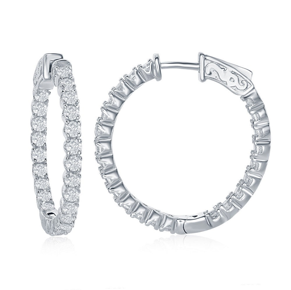Inside-Outside CZ Hoop Earrings