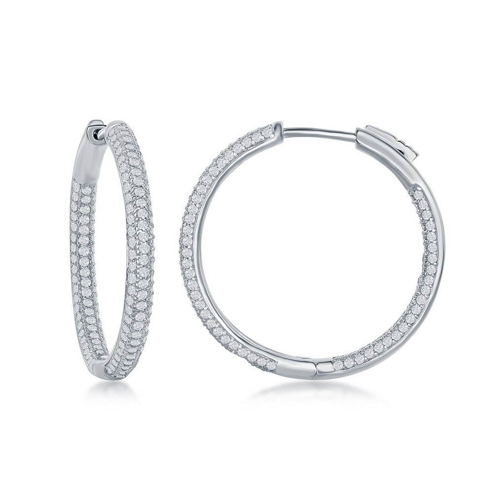 Inside-Outside Micro Pave CZ Hoop Earrings