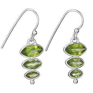 Sterling Silver Triple Faceted Peridot Stack Earrings