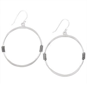 Sterling Silver Round Ring w/ Twist Wire Earrings