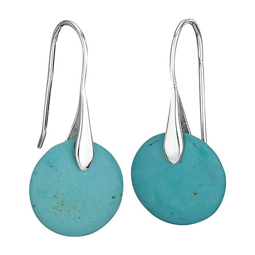 Sterling Silver Turquoise Disc Ear On Modern Wire