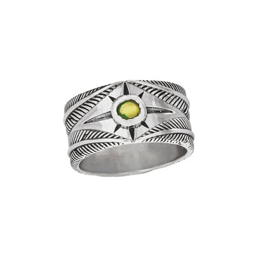Sterling Silver Opal Burst Wide Band Ring