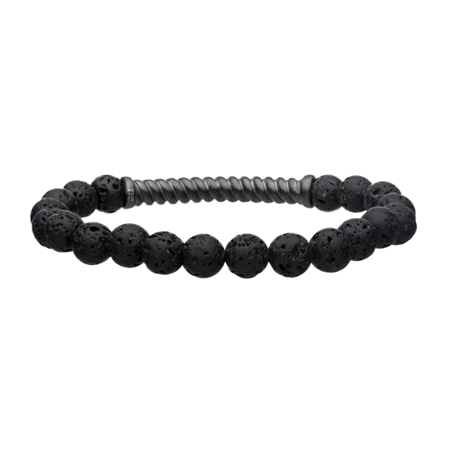 Stainless Steel Gun Metal Twist Plate Lava Stretch Bracelet