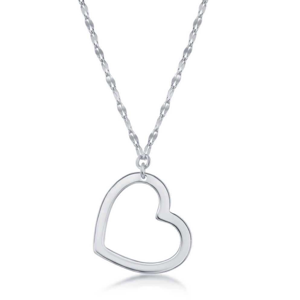 Sterling Silver Open Heart Necklace