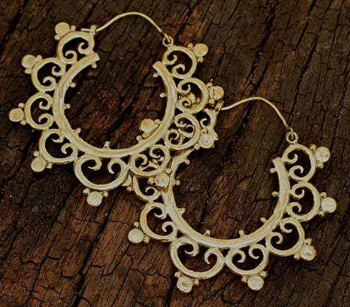 BE017| Blooming Hoop Earrings -Brass