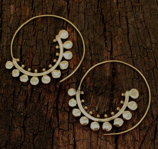Baizaar | Brass Spotted Spiral Earrings