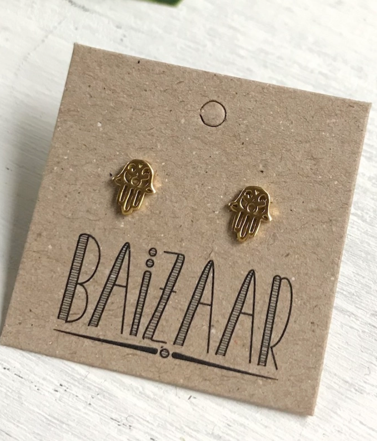 Gold Hamsa Stud