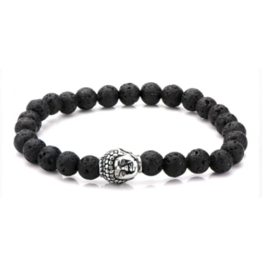 Black Lava Bead Buddha Bracelet
