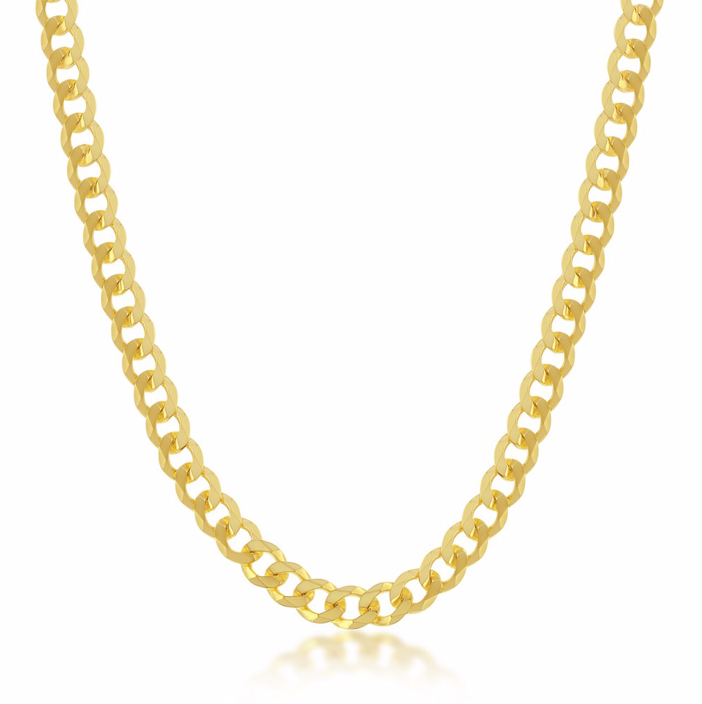 Sterling Silver 4.5mm Cuban Chain - Gold Plated