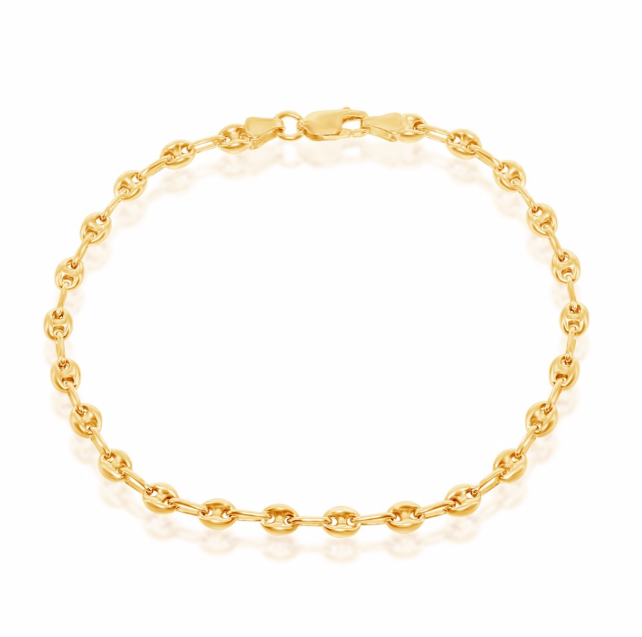 Sterling Silver 4mm Puffed Marina Anklet