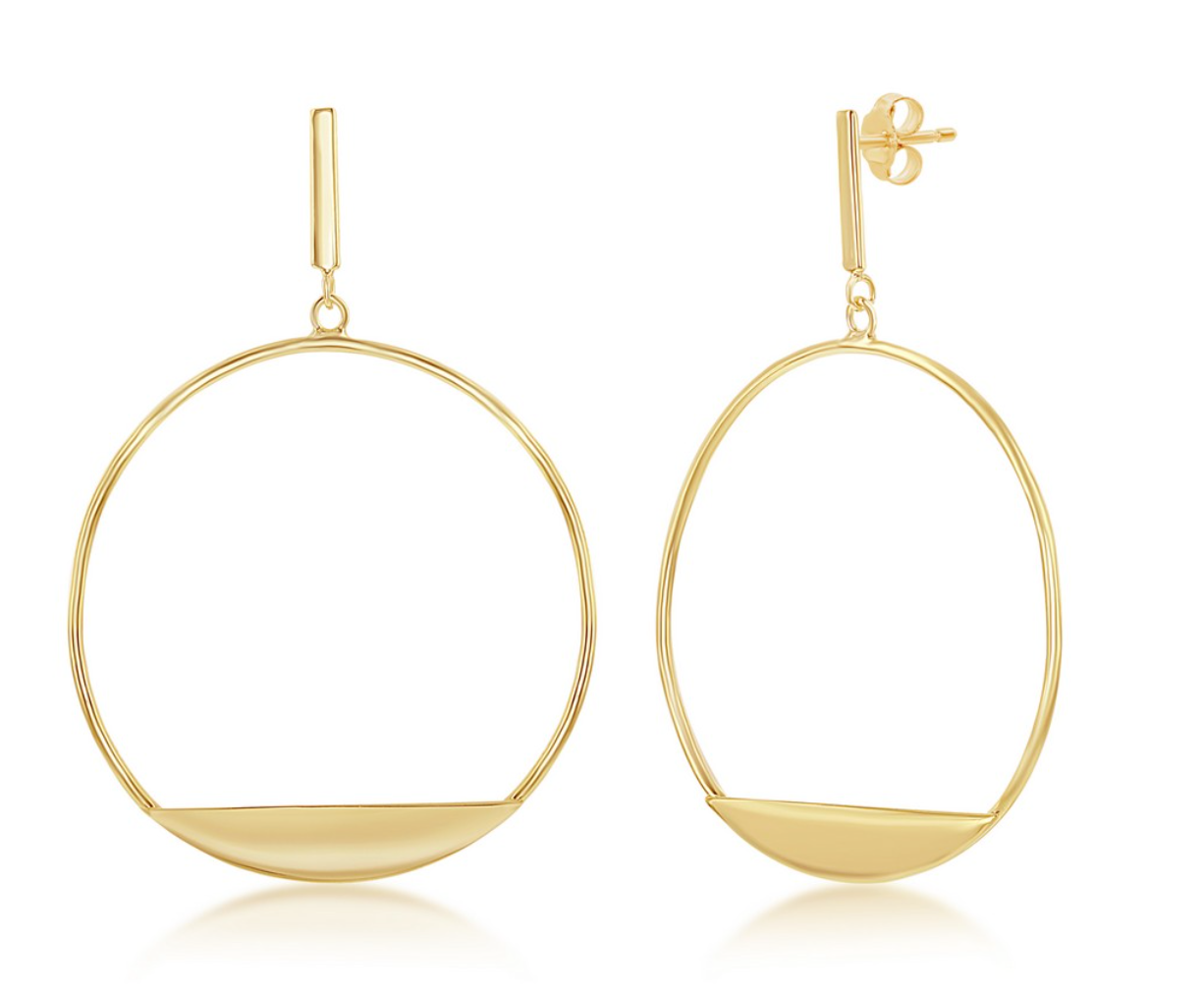 Sterling Silver Bar w/ Designed Hoop Earrings