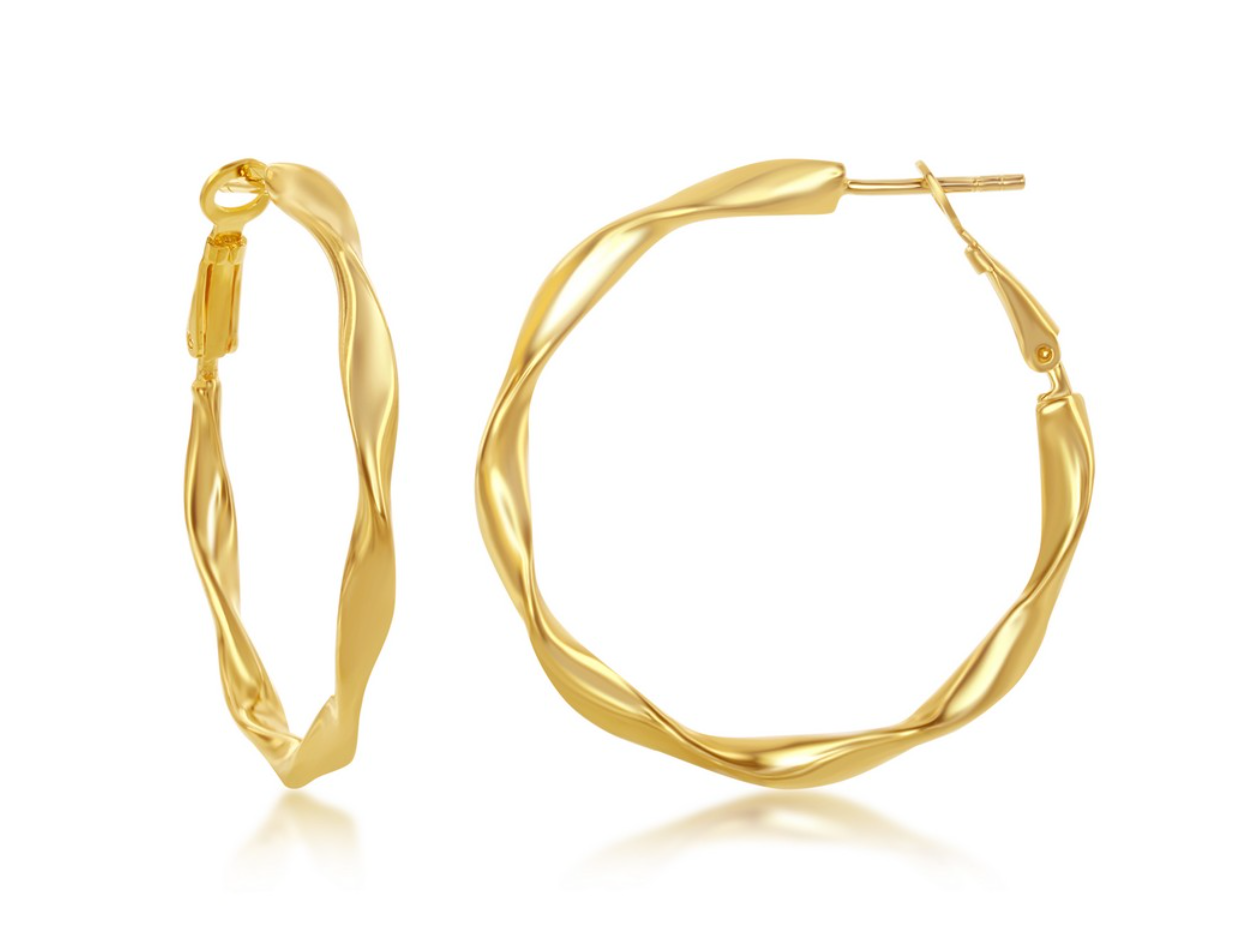 Sterling Silver Twisted Hoop Earrings