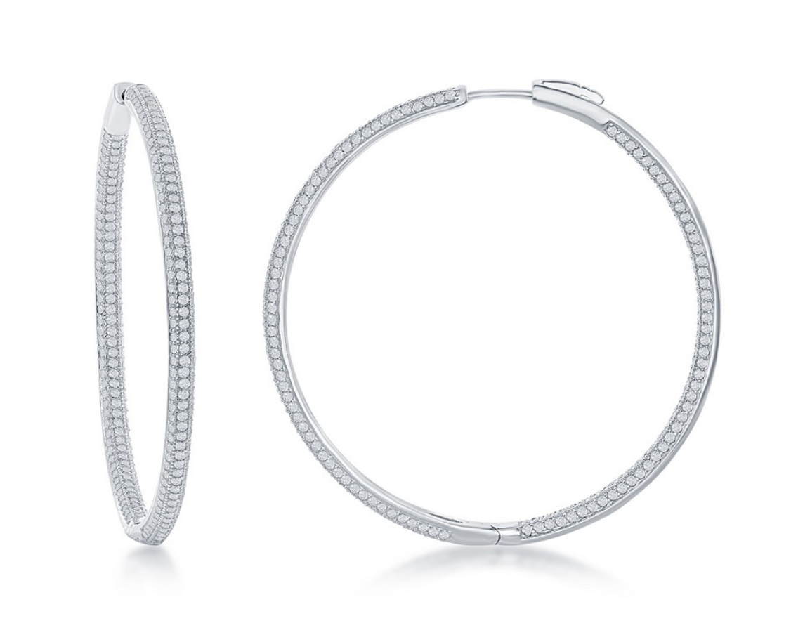 Micro pave cz hoop earrings clearance