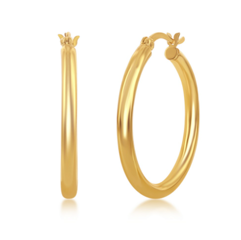 Sterling Silver 3x30mm High-Polished Hoop Earrings