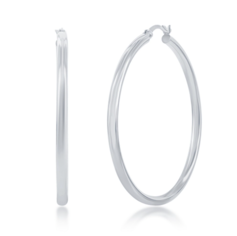 Sterling Silver 3x50mm High-Polished Hoop Earrings