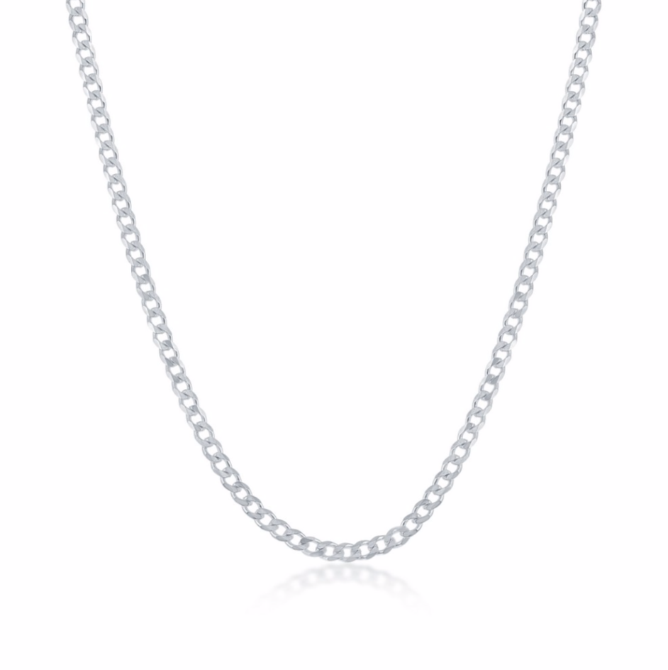 Sterling Silver 2MM Cuban Chain - Silver Plated