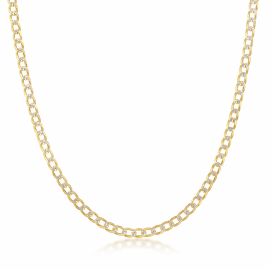 Sterling Silver 3mm Pave Cuban Chain - Gold Plated