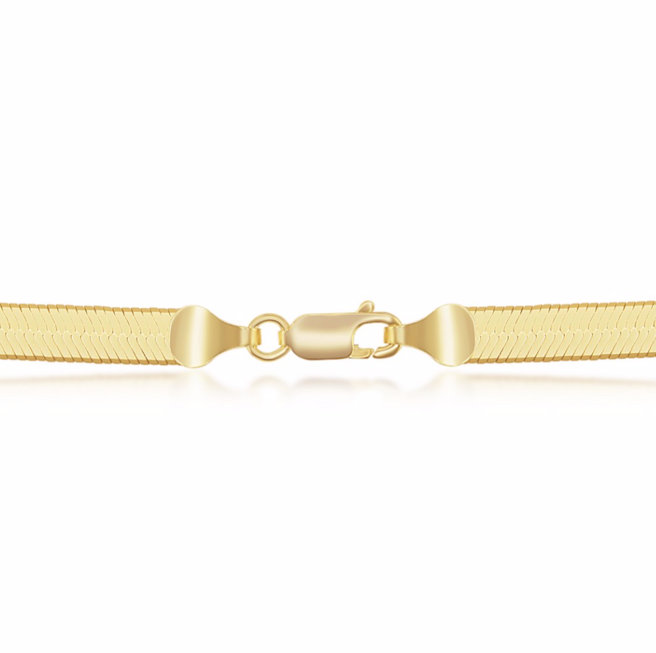 Sterling Silver 5mm Herringbone Chain - Gold Plated 18"
