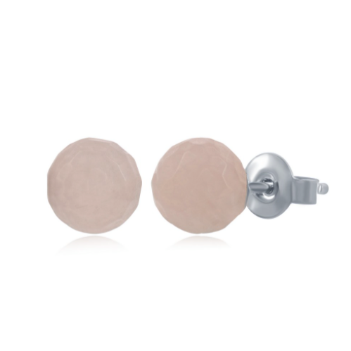 Sterling Silver Round Faceted "Rose Quartz" 6MM Stud Earrings