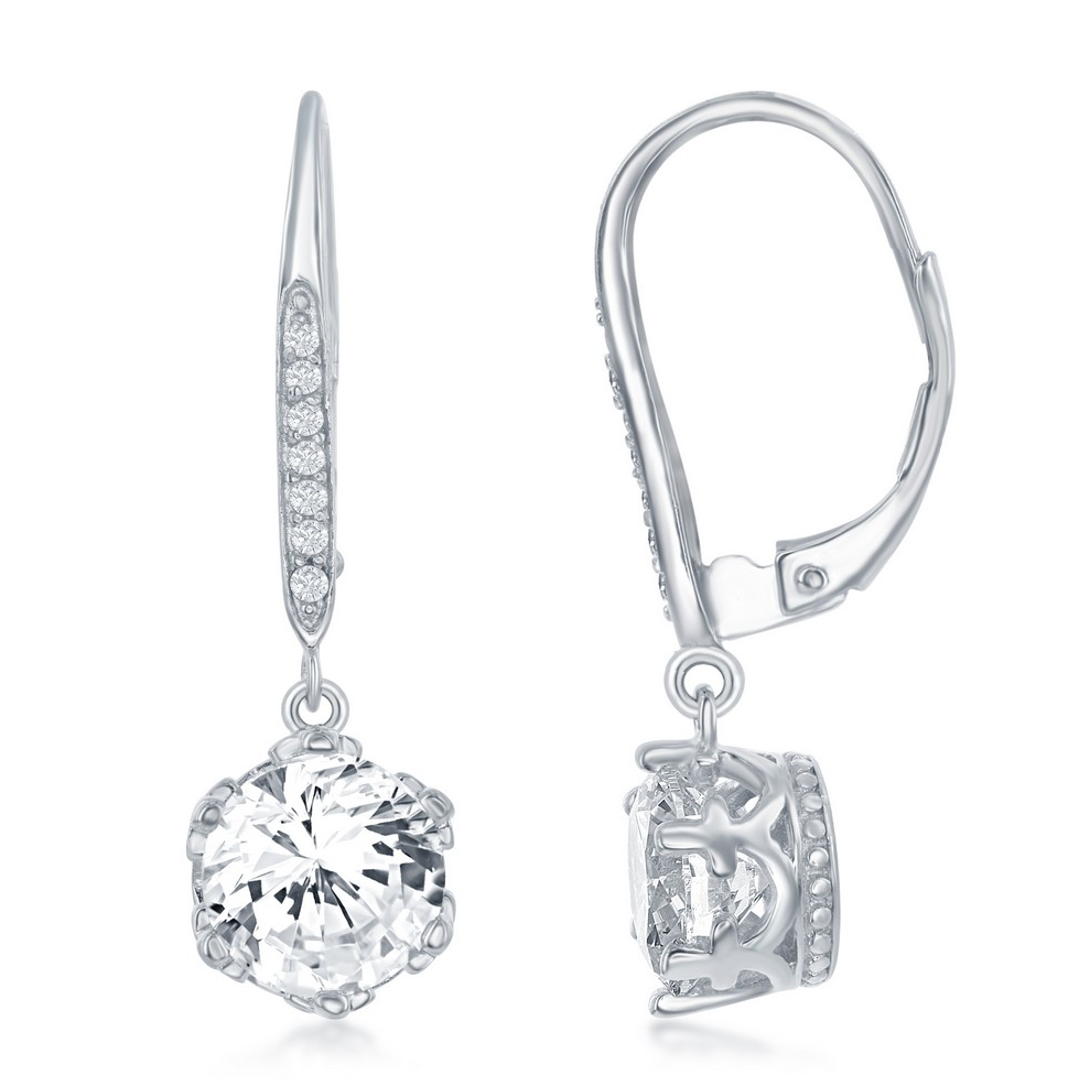Sterling Silver 8MM Round CZ Earrings