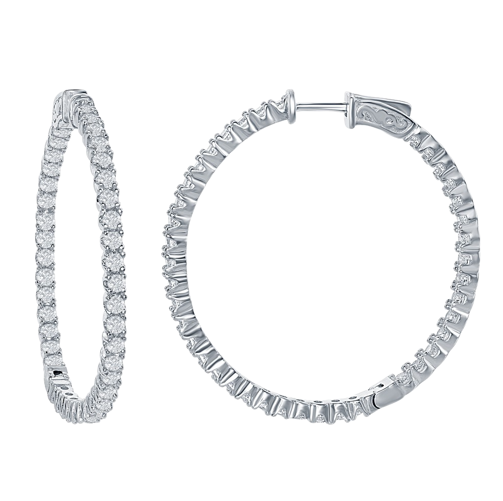 Inside-Outside CZ Hoop Earrings